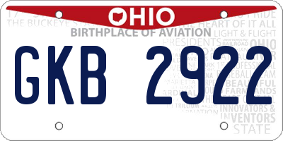 OH license plate GKB2922