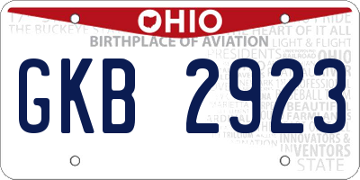 OH license plate GKB2923