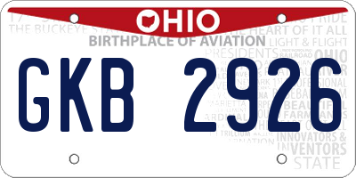 OH license plate GKB2926