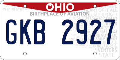 OH license plate GKB2927