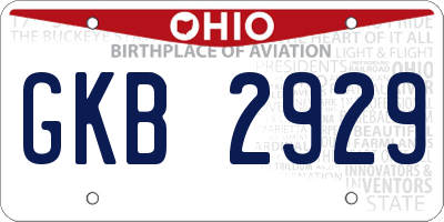 OH license plate GKB2929