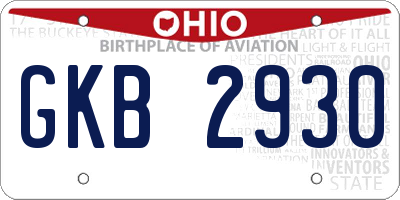 OH license plate GKB2930