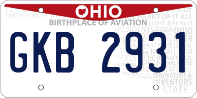 OH license plate GKB2931