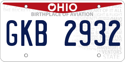 OH license plate GKB2932