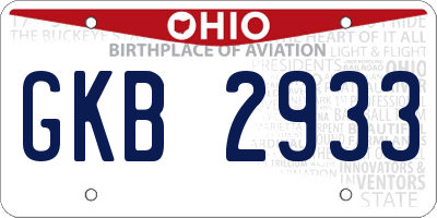 OH license plate GKB2933