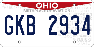 OH license plate GKB2934