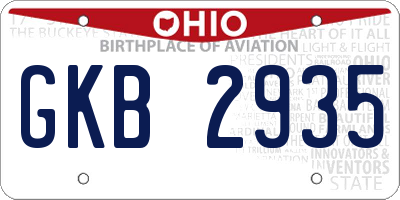 OH license plate GKB2935