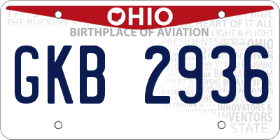 OH license plate GKB2936