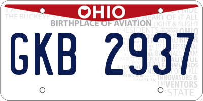 OH license plate GKB2937
