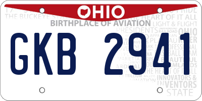 OH license plate GKB2941