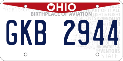 OH license plate GKB2944