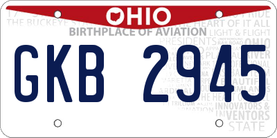OH license plate GKB2945