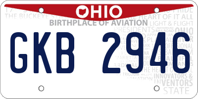 OH license plate GKB2946