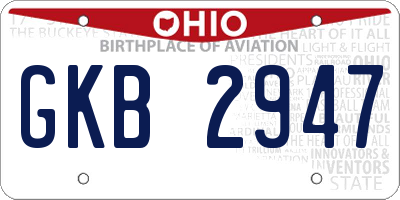 OH license plate GKB2947