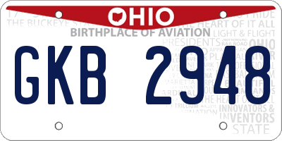 OH license plate GKB2948