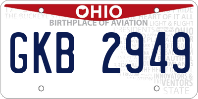 OH license plate GKB2949