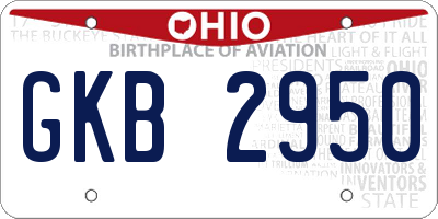 OH license plate GKB2950