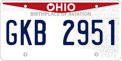 OH license plate GKB2951