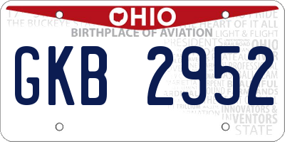 OH license plate GKB2952