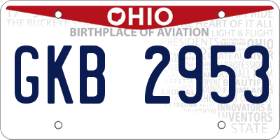 OH license plate GKB2953