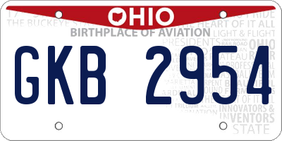 OH license plate GKB2954