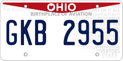 OH license plate GKB2955