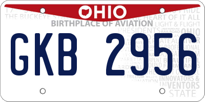 OH license plate GKB2956