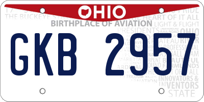 OH license plate GKB2957