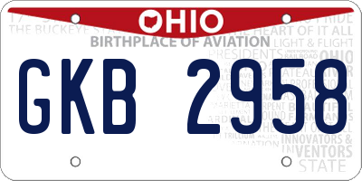 OH license plate GKB2958
