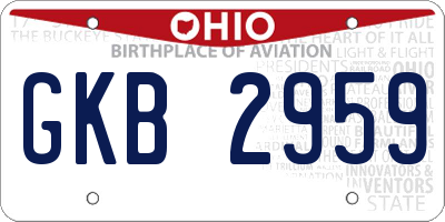 OH license plate GKB2959