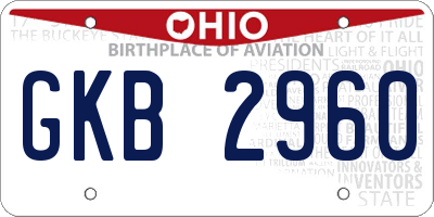 OH license plate GKB2960