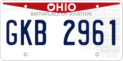 OH license plate GKB2961