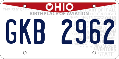 OH license plate GKB2962