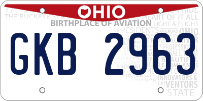 OH license plate GKB2963