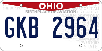 OH license plate GKB2964
