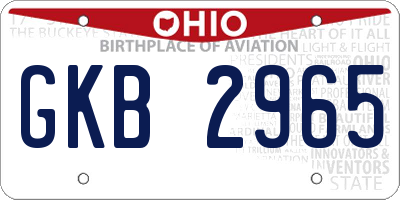 OH license plate GKB2965