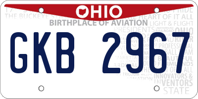 OH license plate GKB2967