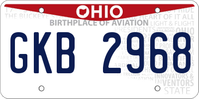 OH license plate GKB2968