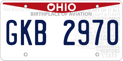 OH license plate GKB2970