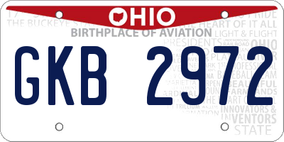 OH license plate GKB2972