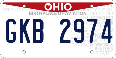 OH license plate GKB2974