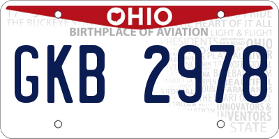 OH license plate GKB2978