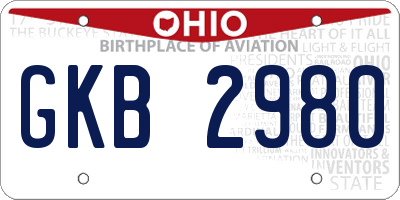 OH license plate GKB2980