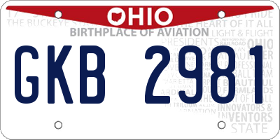 OH license plate GKB2981