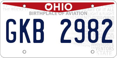 OH license plate GKB2982