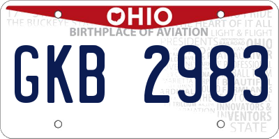 OH license plate GKB2983