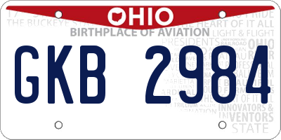OH license plate GKB2984