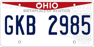 OH license plate GKB2985