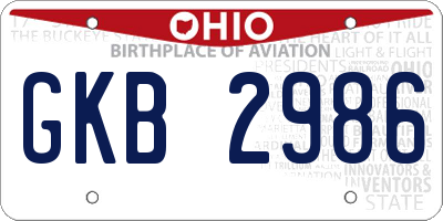 OH license plate GKB2986