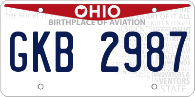OH license plate GKB2987